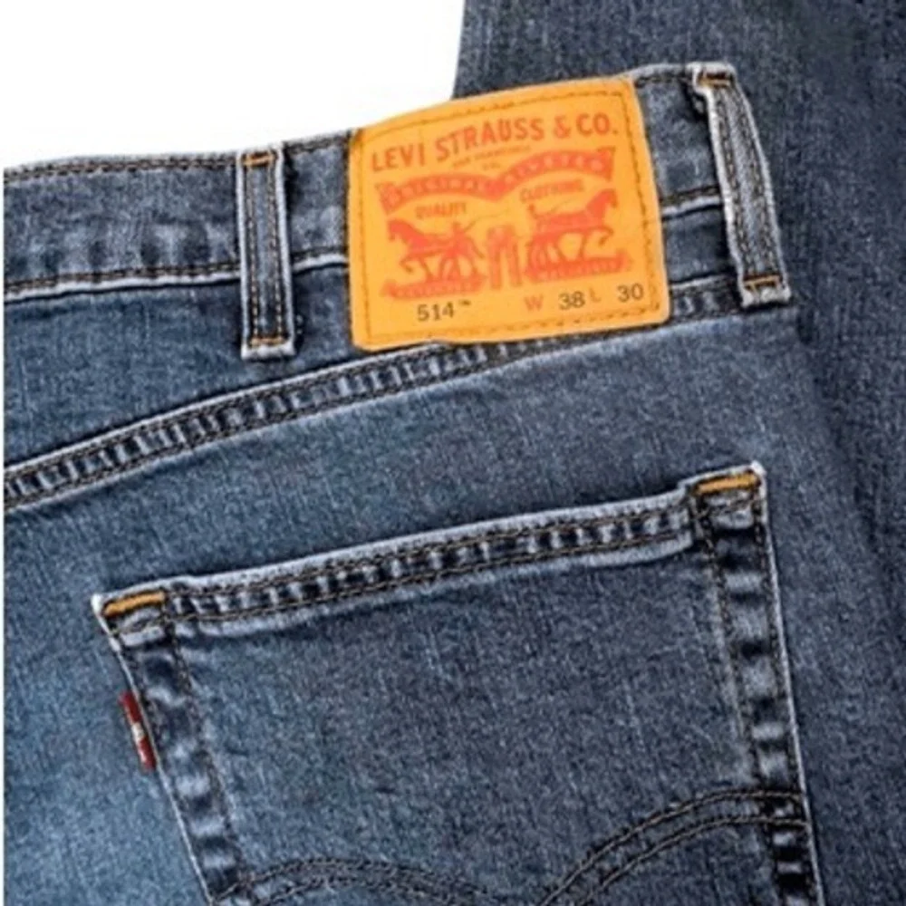 Levi‎ Strauss & Co 514 Mens Jeans W38 L30 Blue Straight Fit Distressed Denim